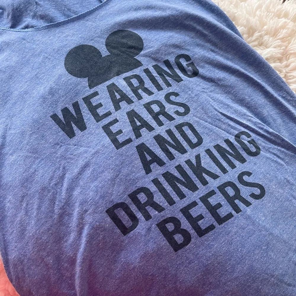 Adult DISNEY tank Wearing ears and drinking beers - Picture 1 of 3